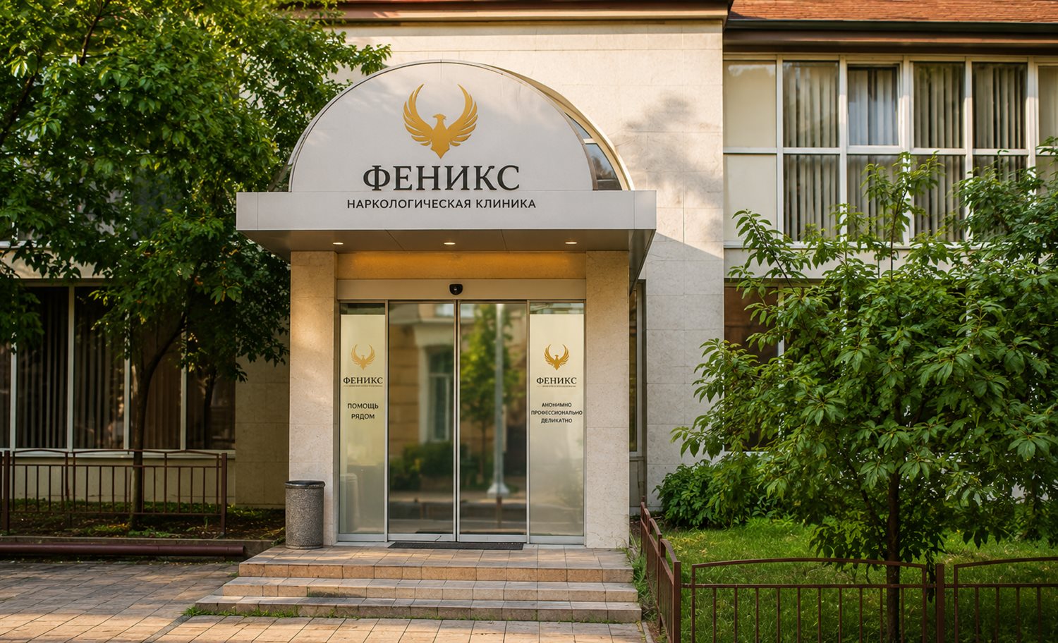 Вход в наркологическую клинику «Феникс» в Кингисеппе